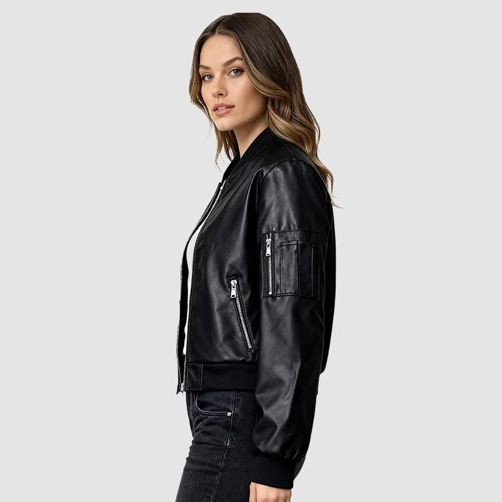 Veste en cuir de style rue PU pour femmes