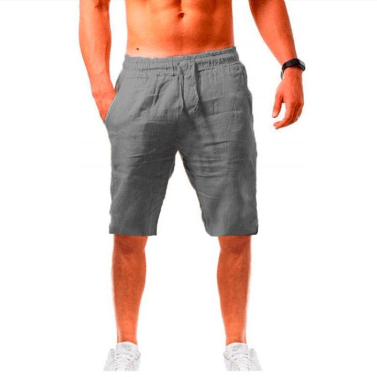 Wish Aliexpress Summer Large Size Loose Lin Breathable Cinq-Point Pantalons Sport Homme Cas