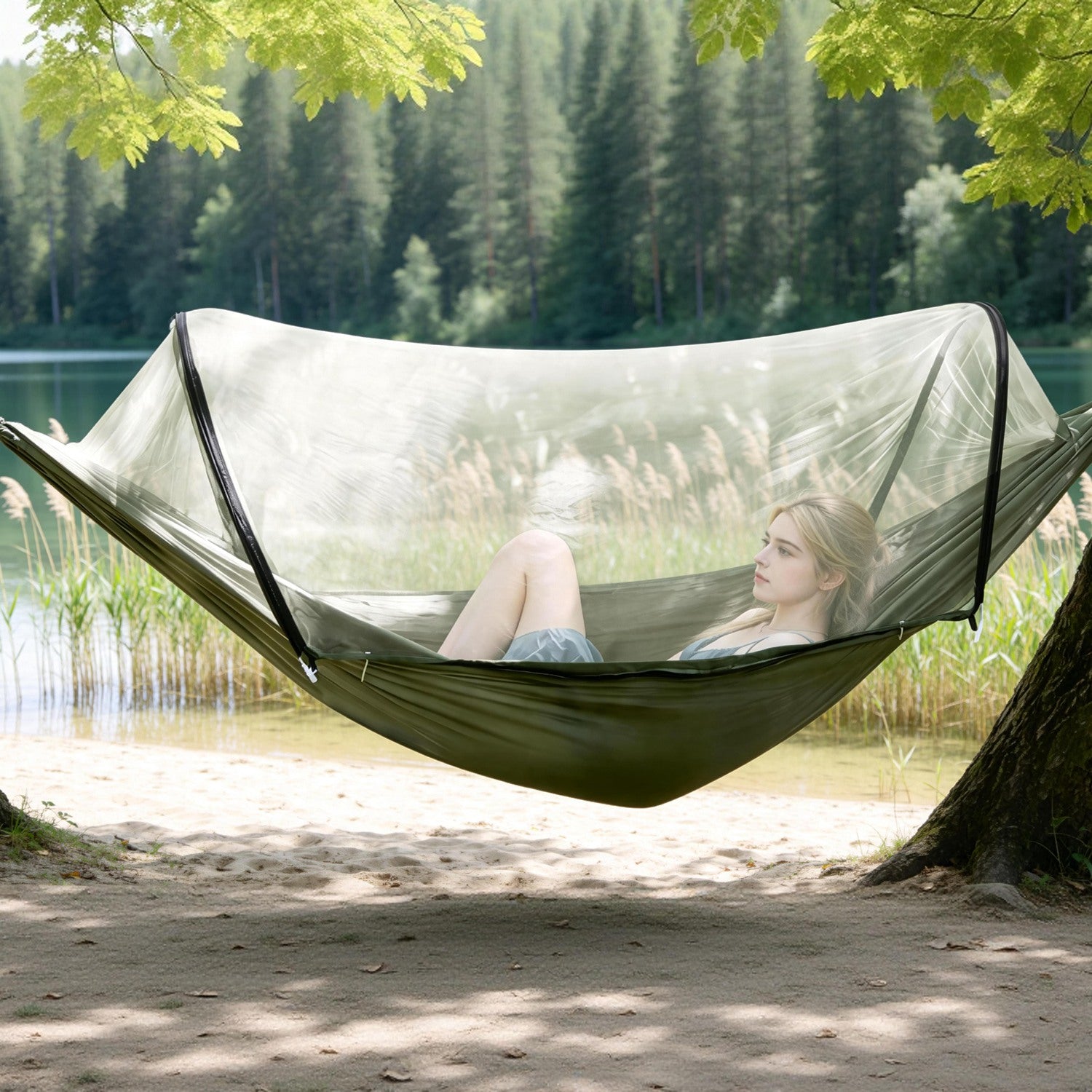 1Pc Hamac de camping avec hamac portable filet Mosquito Tente avec construit dans Mosquito Net Dua