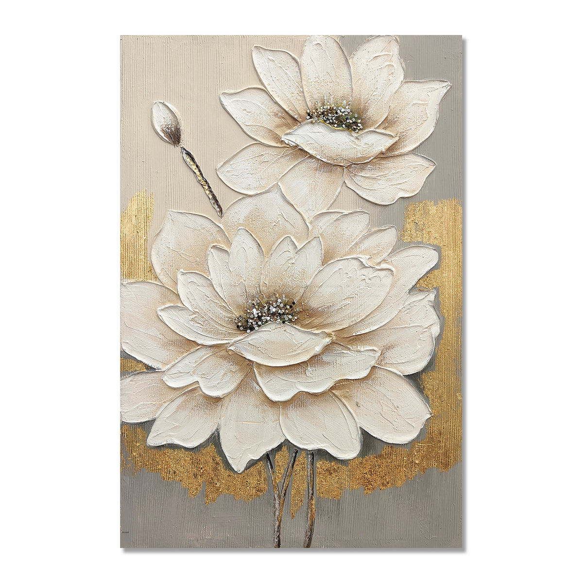 24x36 Blanc Lotus Fleur Toile Wall Art
