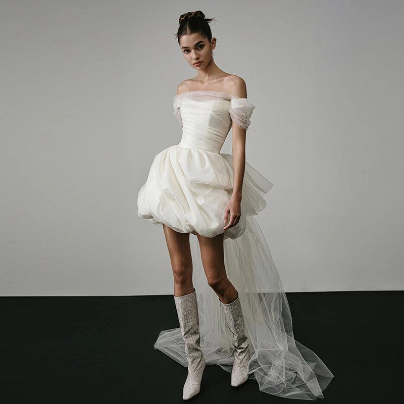 Robe de mariée légère hors-épaule Blanc Court