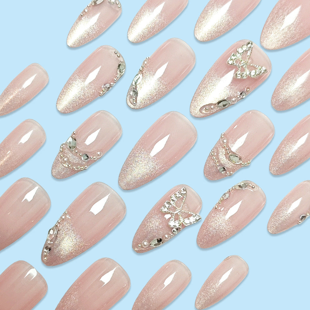 Butterfly Sticker de ongles fille Chat oeil diamant porter l'armure
