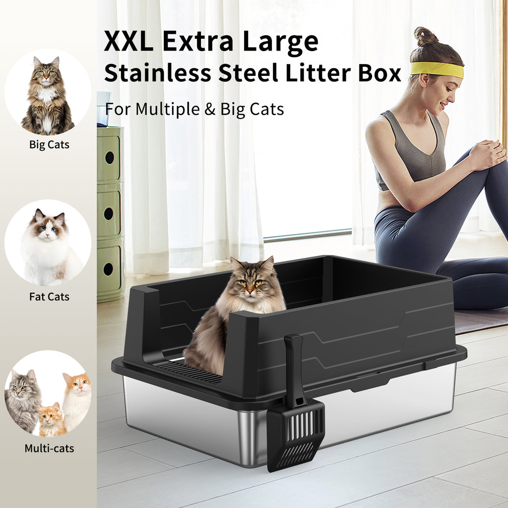 TAILLE DE GRAINE EN ACIER DE CAT LITTER SANS COUVERTURE