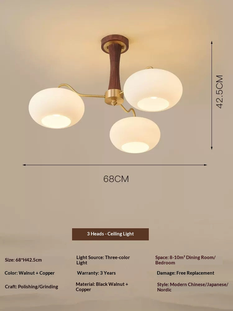 Lampe de chambre et salle à manger de style crémeux Walnut rétro