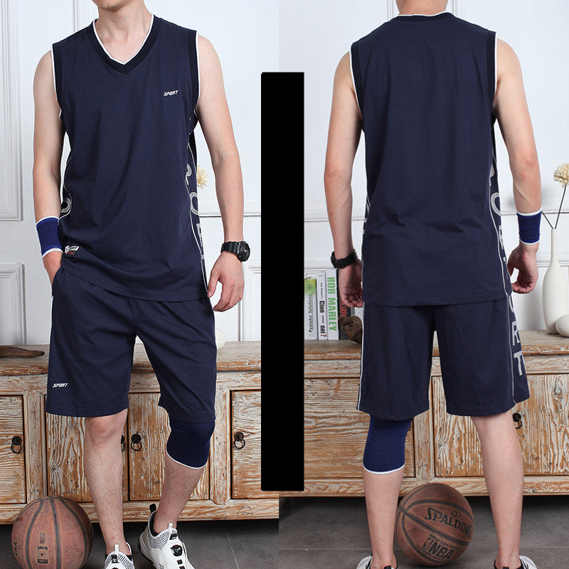 Basketball Sports costumes masculins occasionnels d'été porter sans manches mince vest shorts de course S