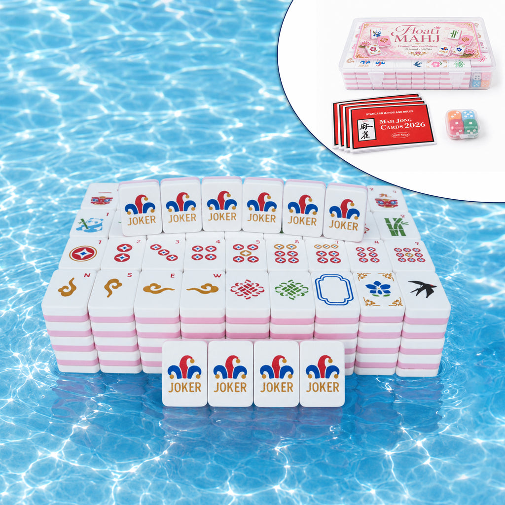 Ensemble de Mahjong américain flottant 160PCS avec boîtier de rangement