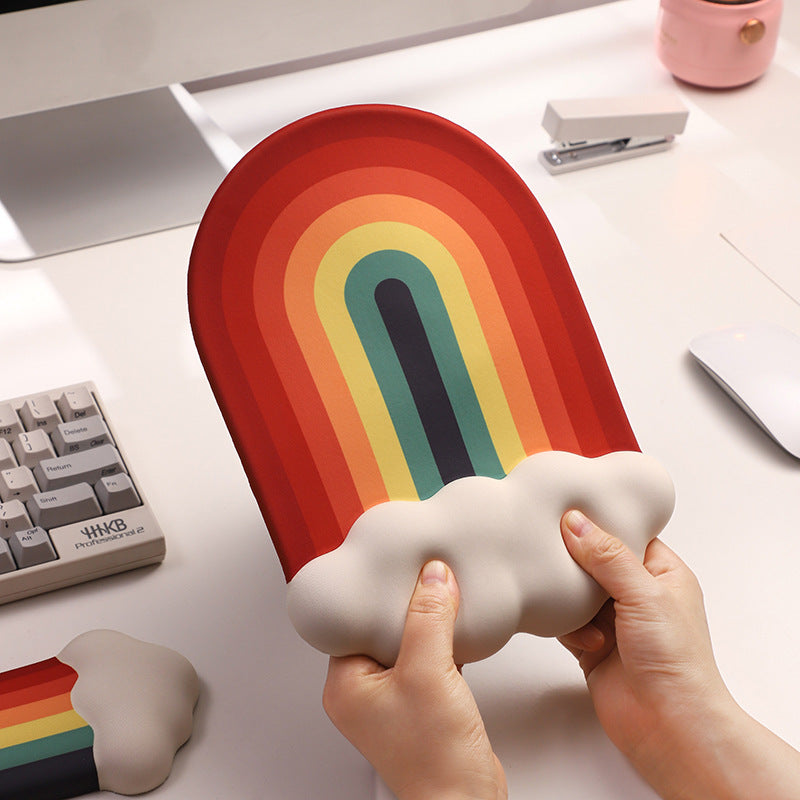 Cloud Rainbow Silica Gel Wrister Mouse Pad Keyboard Support Slippery Lavable