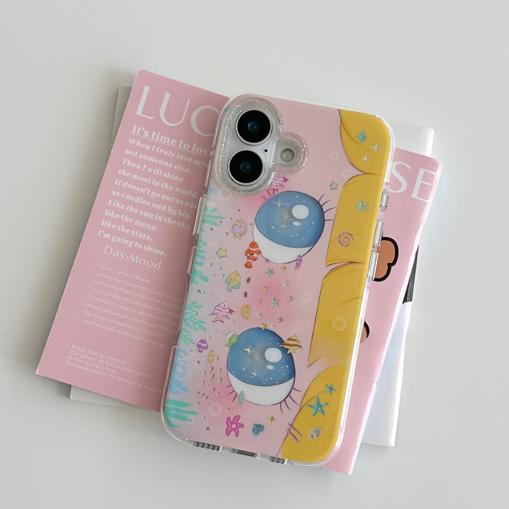 Cas téléphonique résistant à l'éblouissement pour les filles mignonnes Star-Eyed