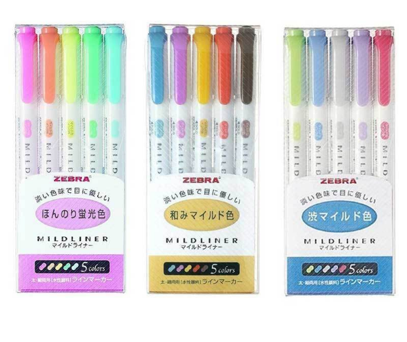 5 surligneurs Zebra Mildliner Double-Sid