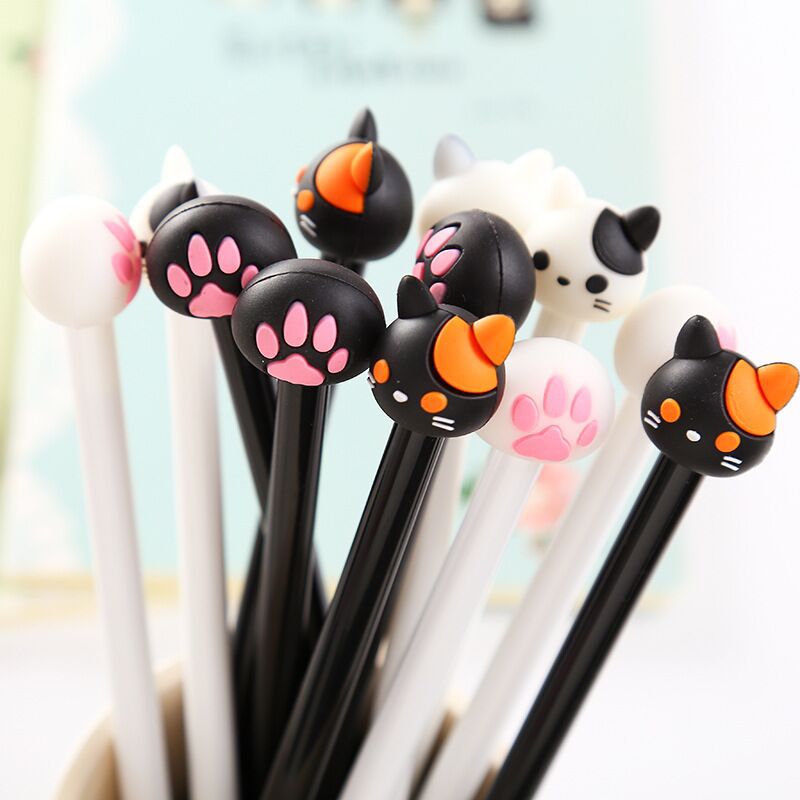 Creative mignon dessin animé noir blanc encre de chat stylo