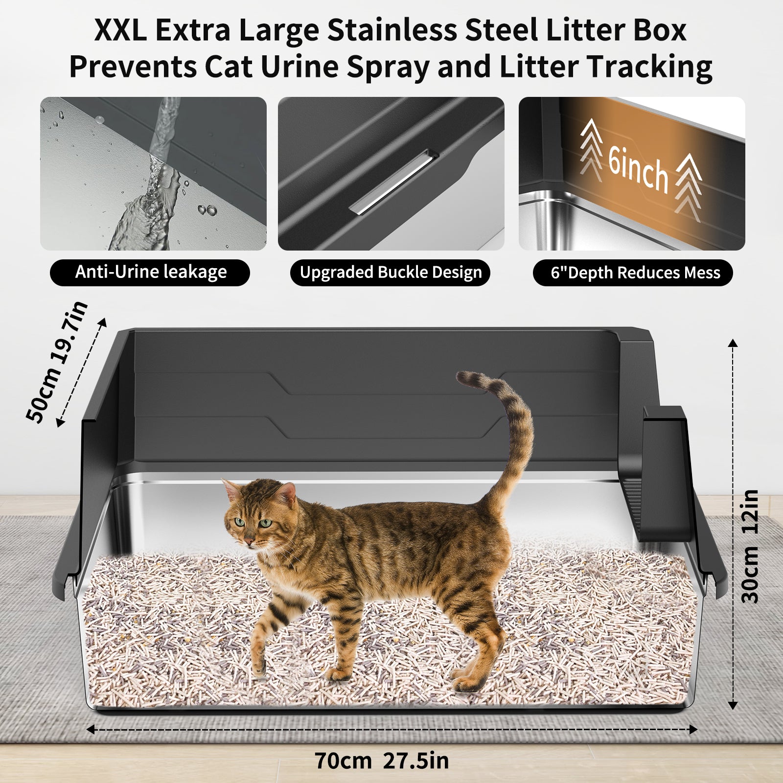 TAILLE DE GRAINE EN ACIER DE CAT LITTER SANS COUVERTURE