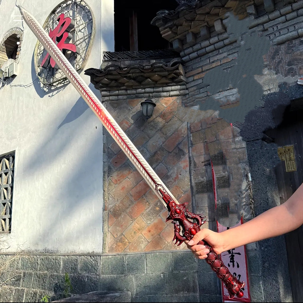 Chixiao Longquan Shuanglong Sword Une pièce Dragon Spine Blade Alliage Hilt Bois massif Scabb