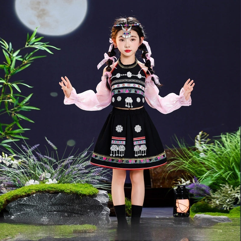 Enfants 1er juin Costume de minorité ethnique pour filles Miao