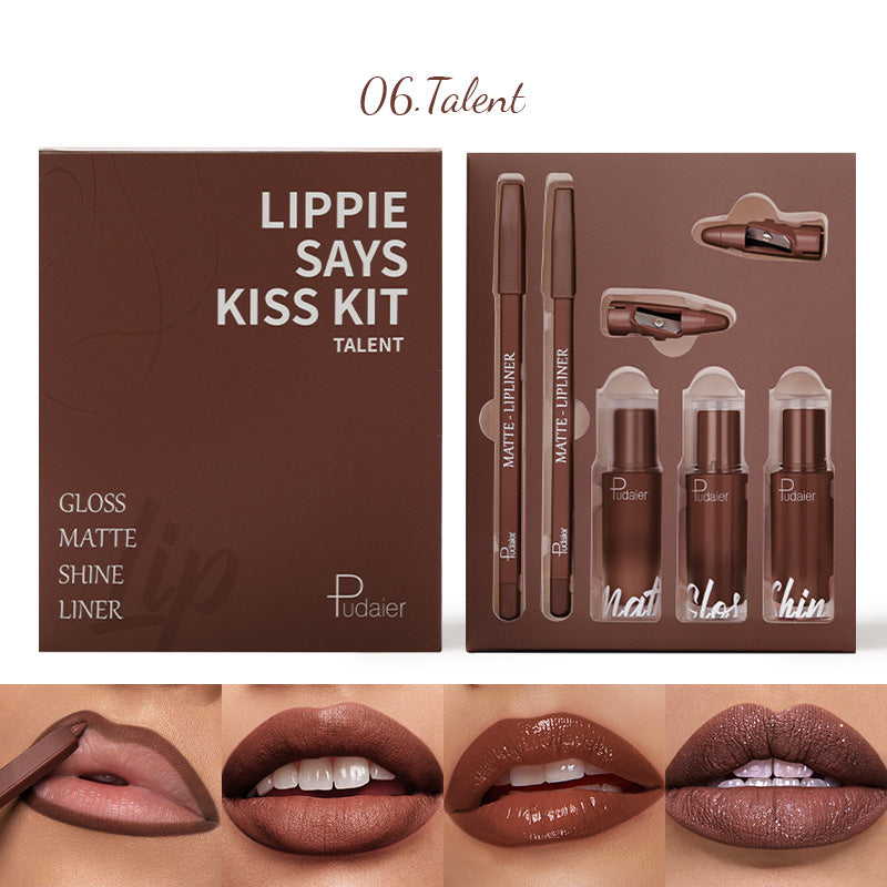 Lip Glaze Lip Matte Dewy and Shimmering Lipstick Gift Set 5 pièces