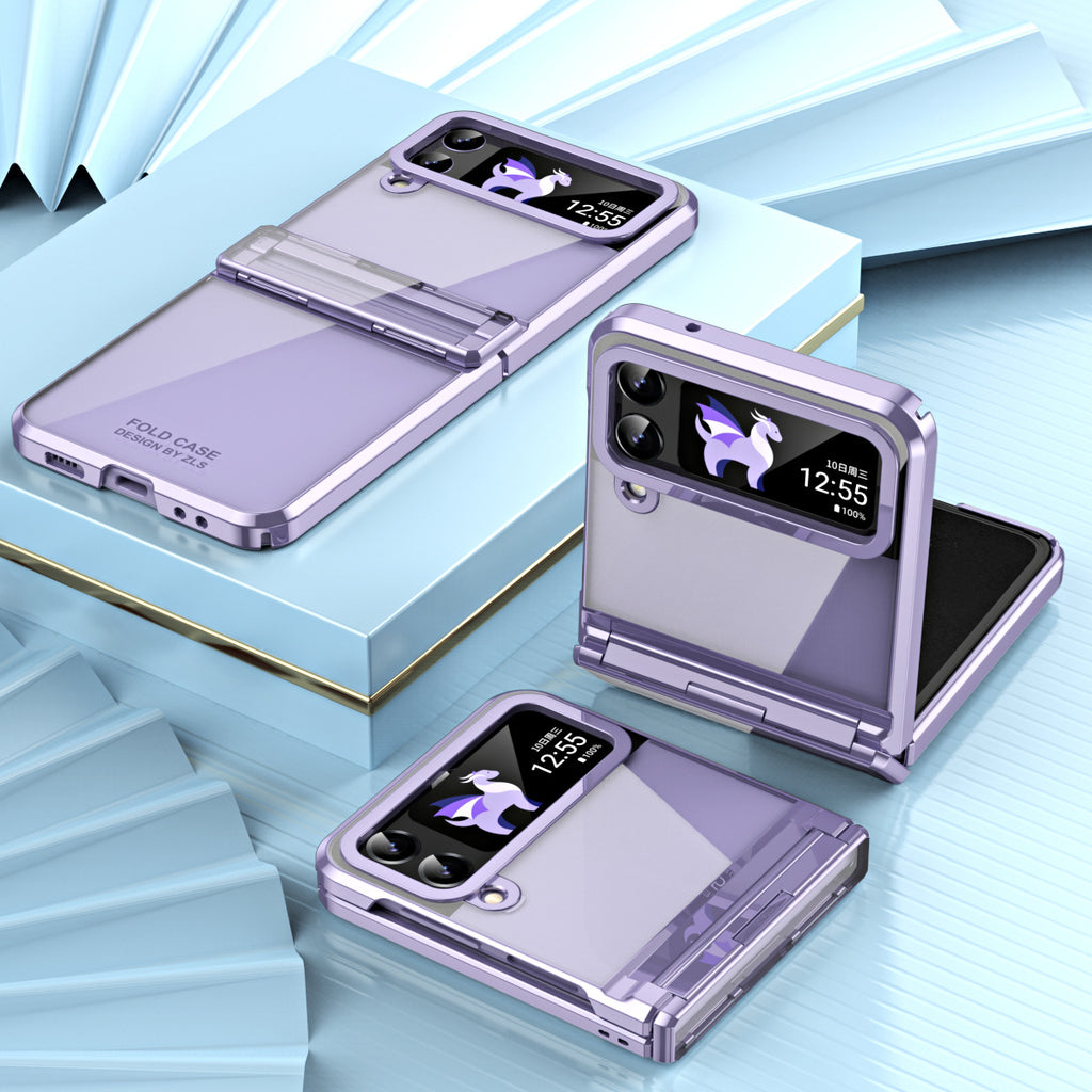 Électroplacage d'écran pliable Charnière transparente Étui de téléphone tout inclus résistant à la chute