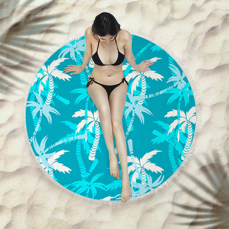 Serviette de plage fringée, serviette de bain ronde, serviette de plage