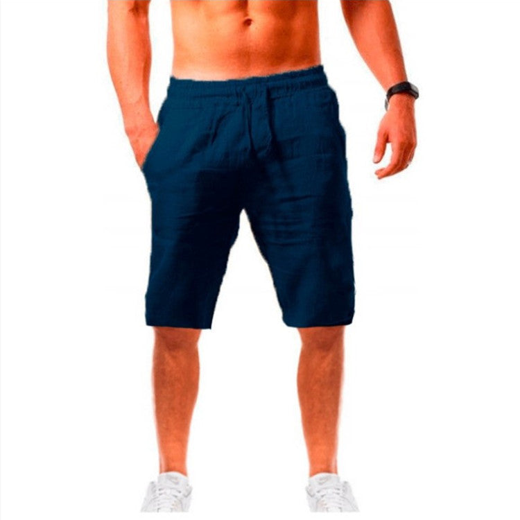 Wish Aliexpress Summer Large Size Loose Lin Breathable Cinq-Point Pantalons Sport Homme Cas