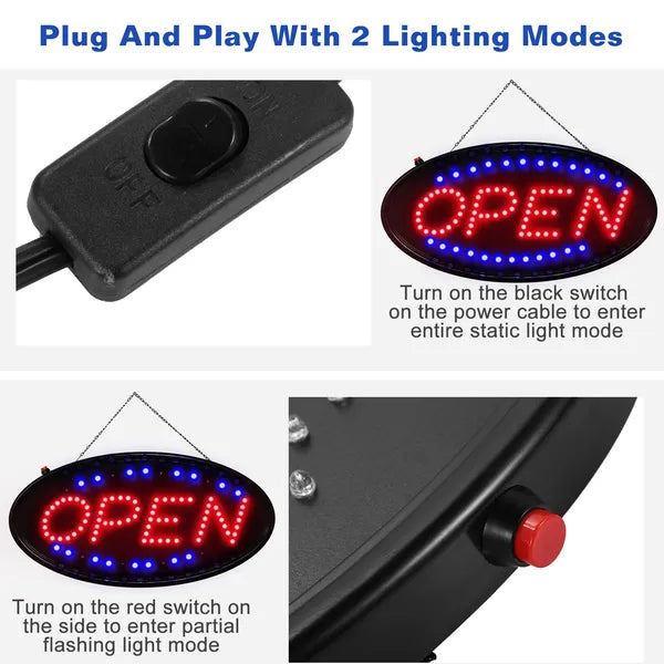 Ultra lumineux LED Neon ouvert enseigne magasin d'éclairage normal enseigne d'affaires animée motion