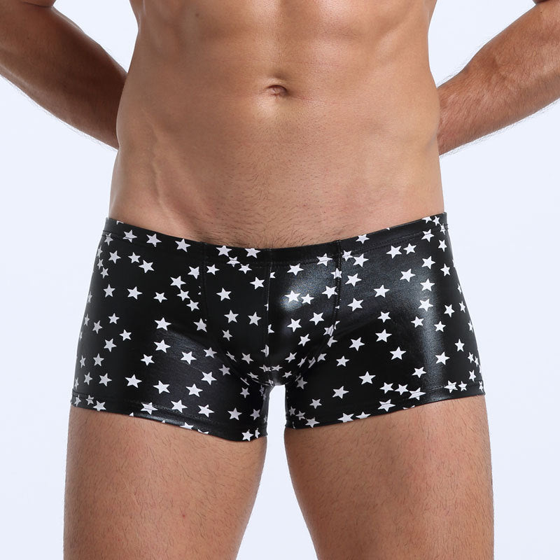 Boxer en cuir breveté pour hommes