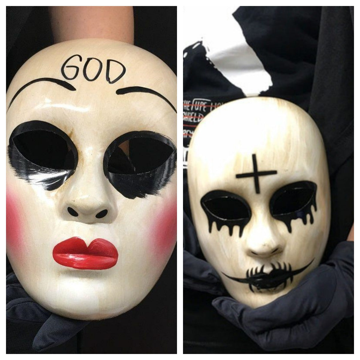 Plan humain clair Homme et femme DIEU Croix Masque d'Halloween