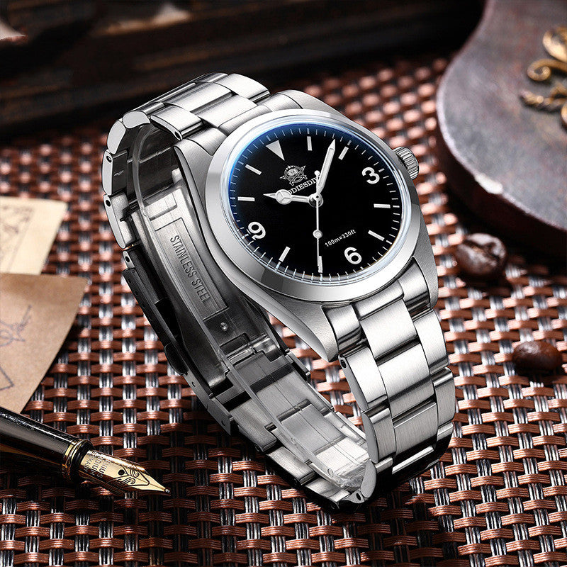 Montre Quartz imperméable multifonctionnelle avec bande en acier inoxydable Luminous Business Wris