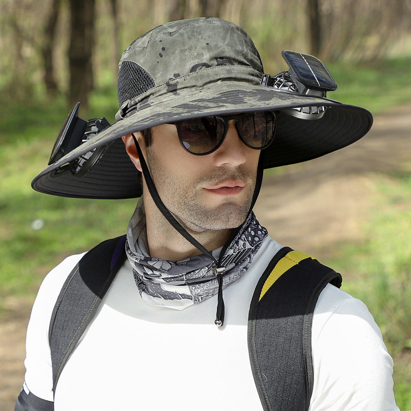 Solar Fan Cap Pêche d'alpinisme extérieur