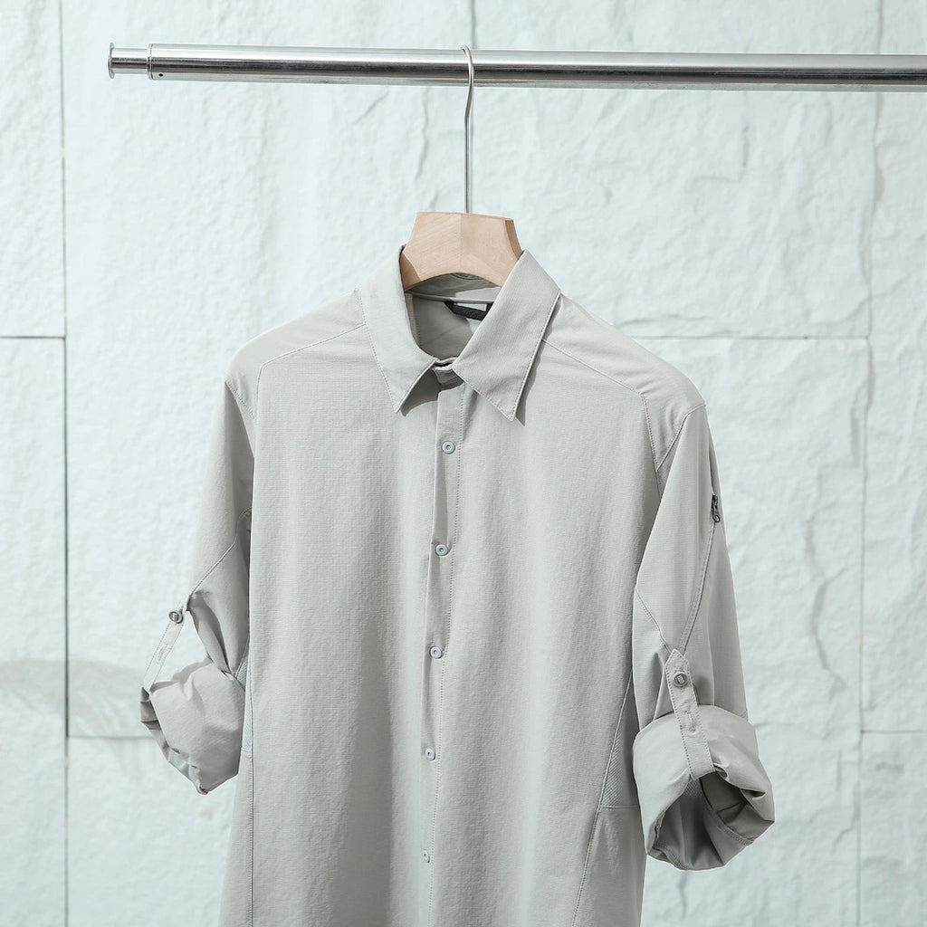 Hommes Technical Outdoor Quick Dry Long Sleeve Shirt sous-arm ventilé Mesh Zipper Sleeve P
