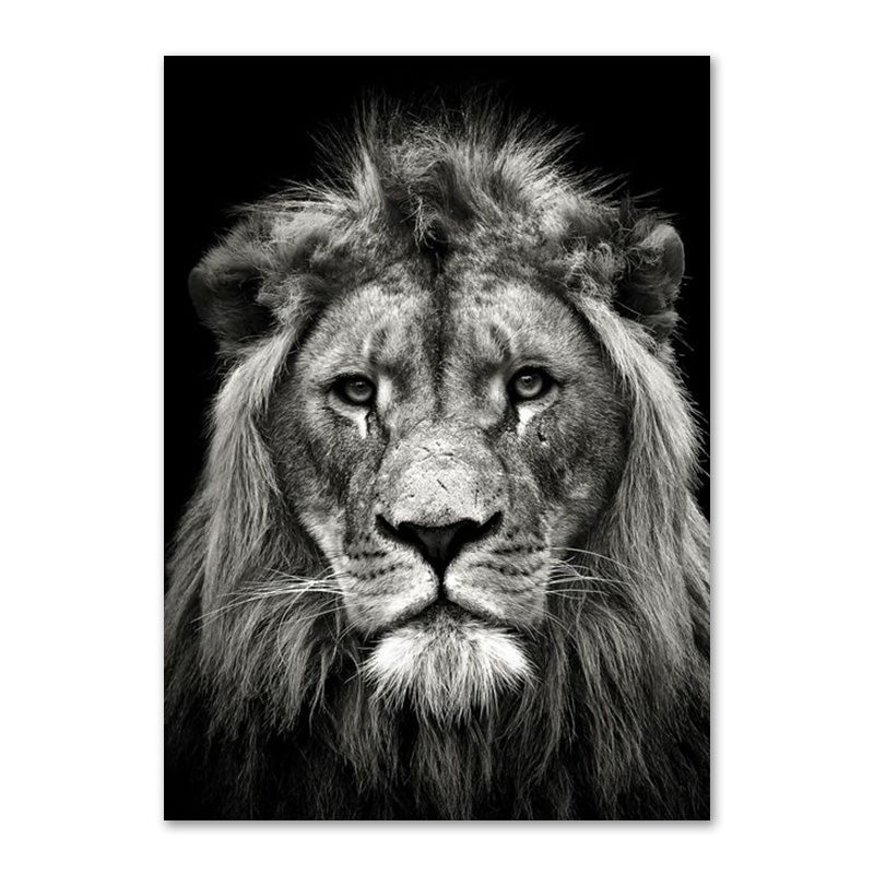 Affiche de la famille Lion noir et blanc