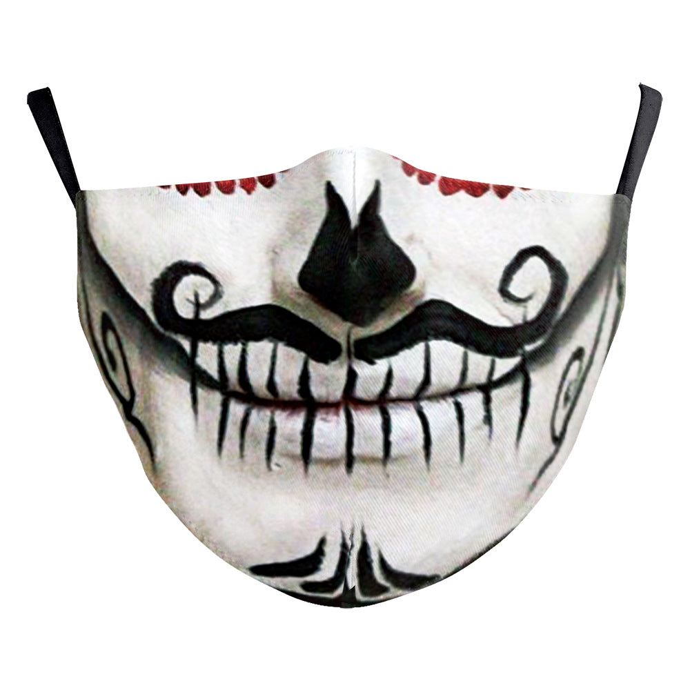 Masque d'impression numérique Halloween double couche en soie de lait