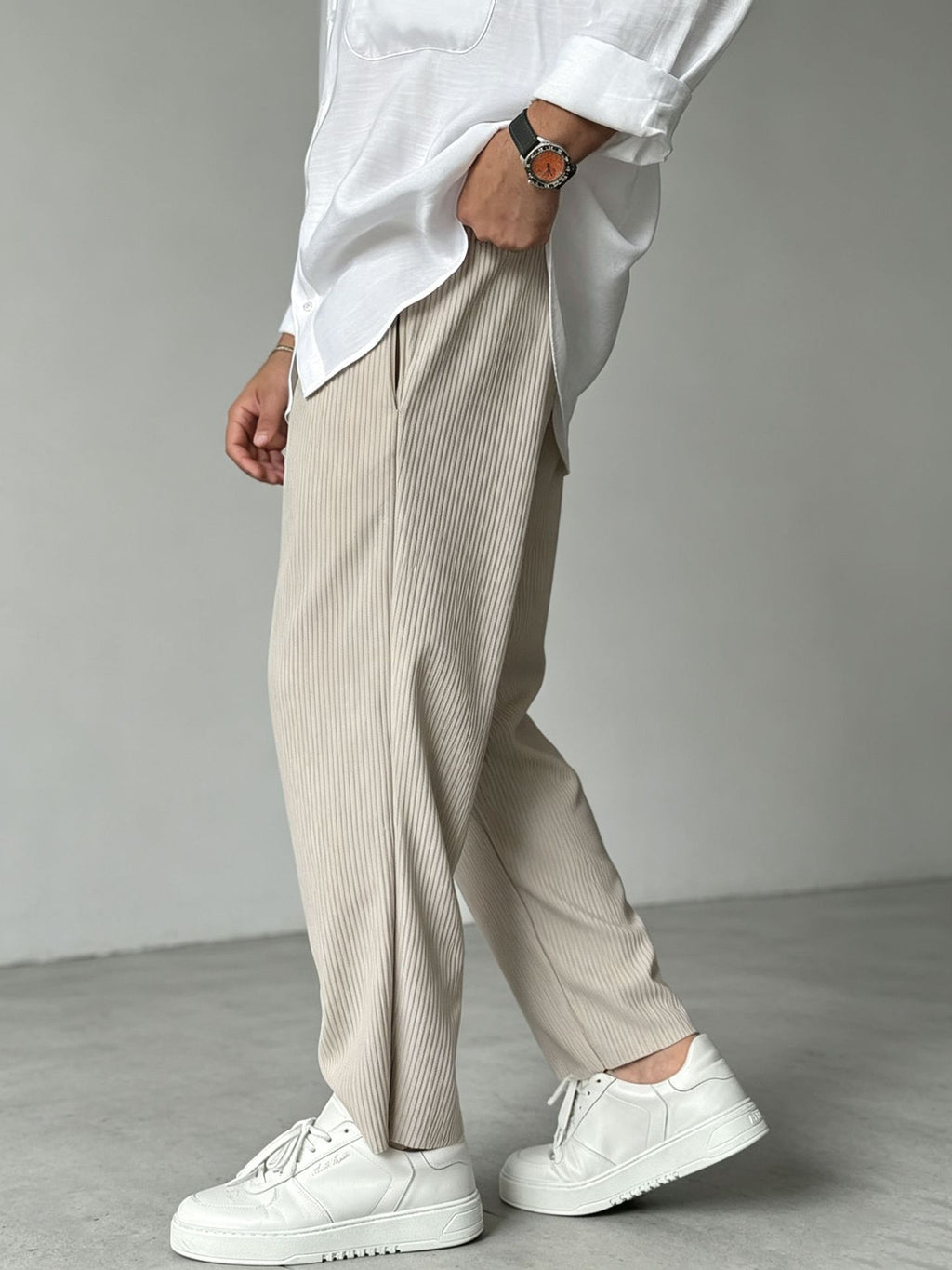 Pantalons décontractés à jambe droite pour hommes