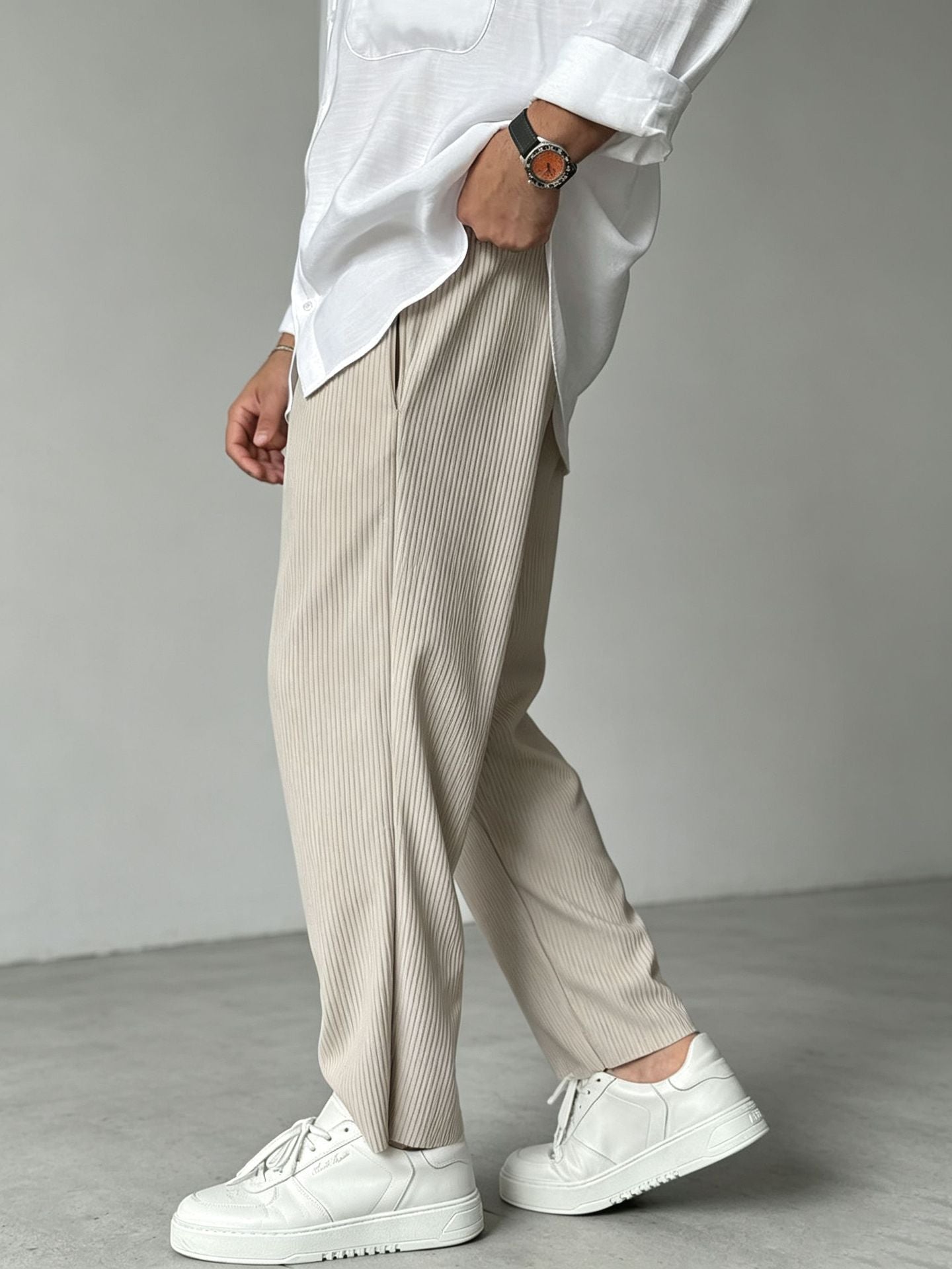 Pantalons décontractés à jambe droite pour hommes