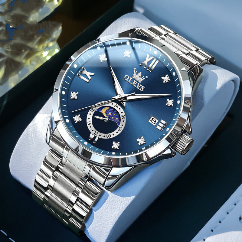 Élégant hommes calendrier incrusté de diamants Quartz montre une montre classique pour le Bu moderne