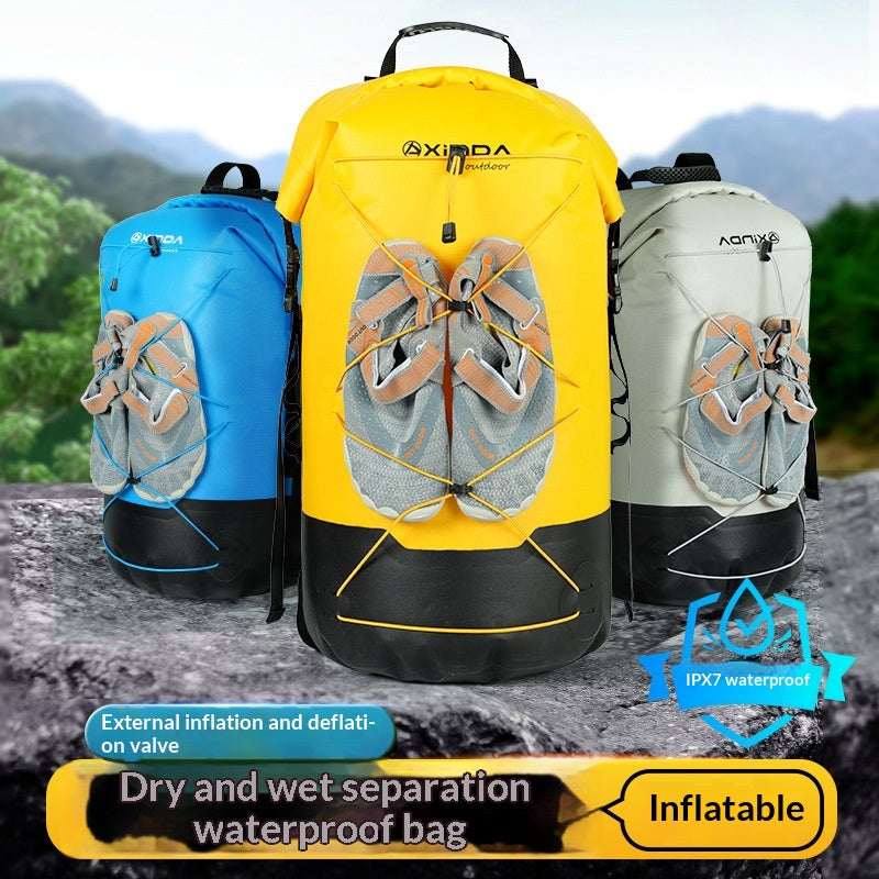 Outdoor backpack with IPX7 wet/dry compartment