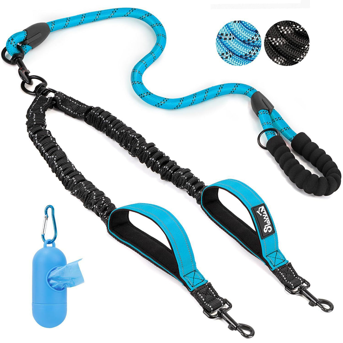 Amazon Double chien laisse anti-évasion Coussin confortable 360 roulement lourd-reflex
