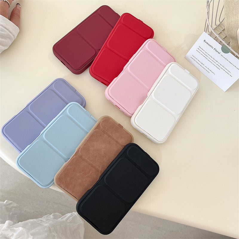Solid Color Flip Cover Stand Anti-Drop Phone Case