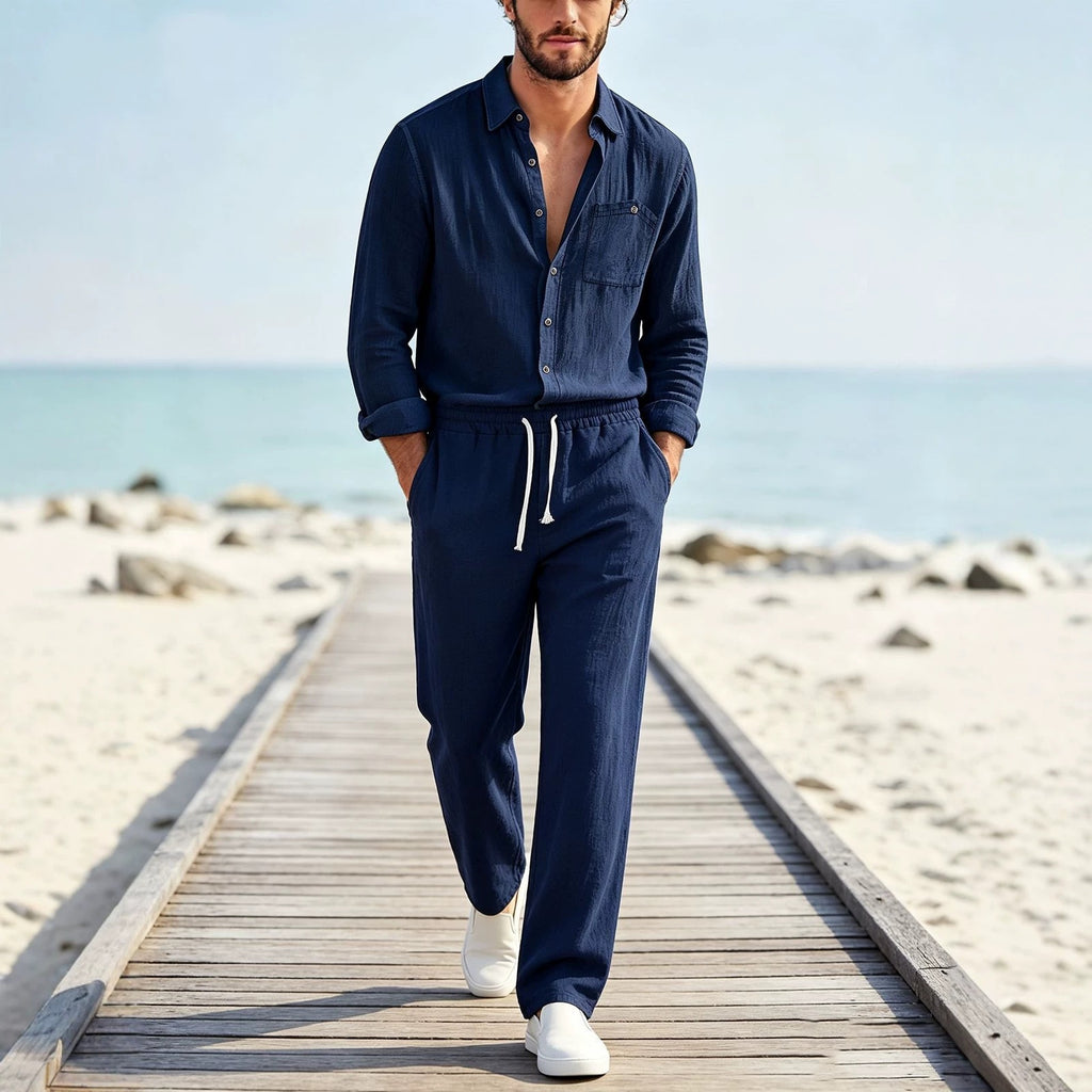 Ensemble de pantalons à manches longues et de cardigan à manches longues pour hommes