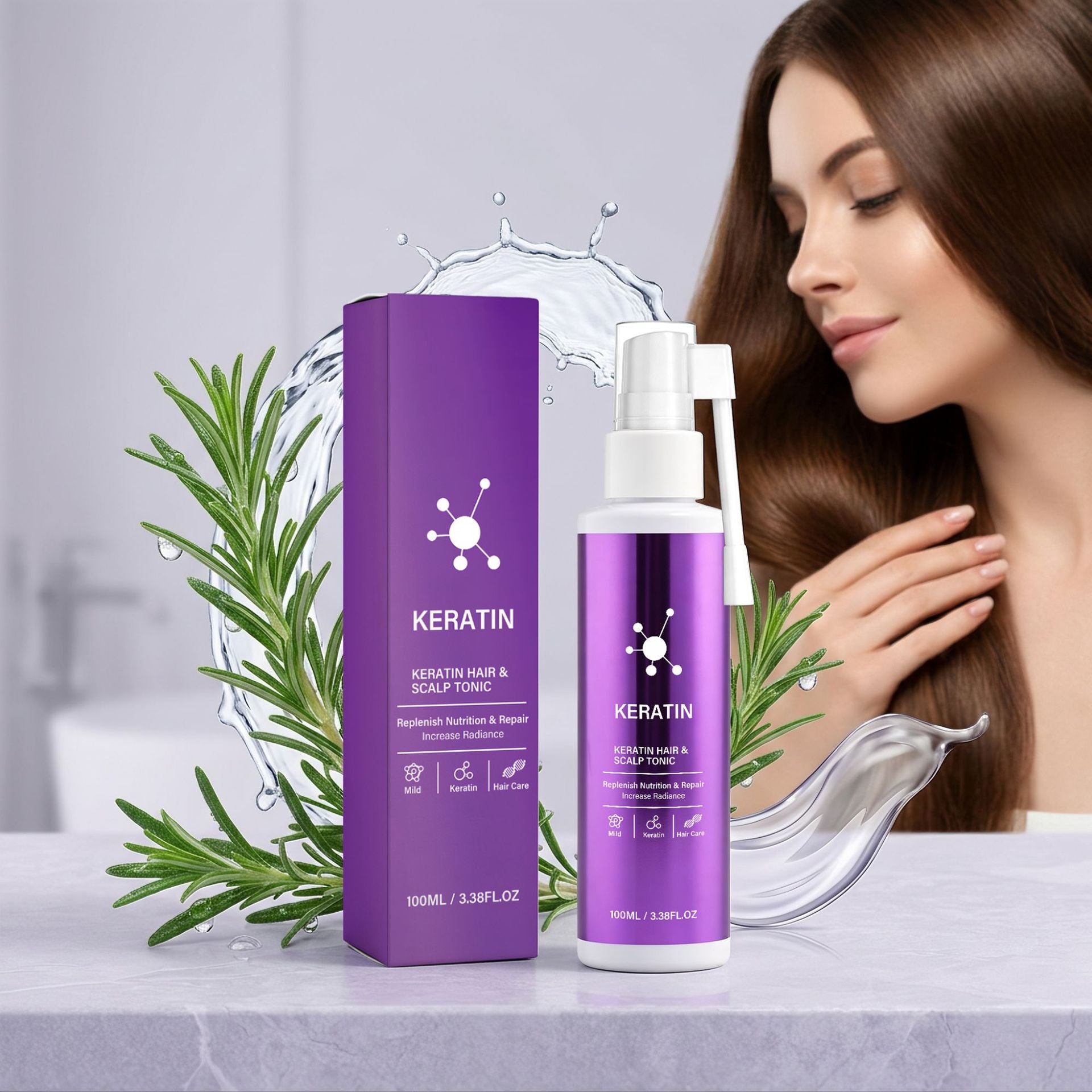 Keratin cheveux Serumgentle soin pour le scalp laissant les brins de lumière et de générosité