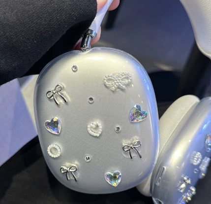 Couverture de protection du boîtier Bluetooth de l'oreille du coeur de nœud de noeud mignon Bow