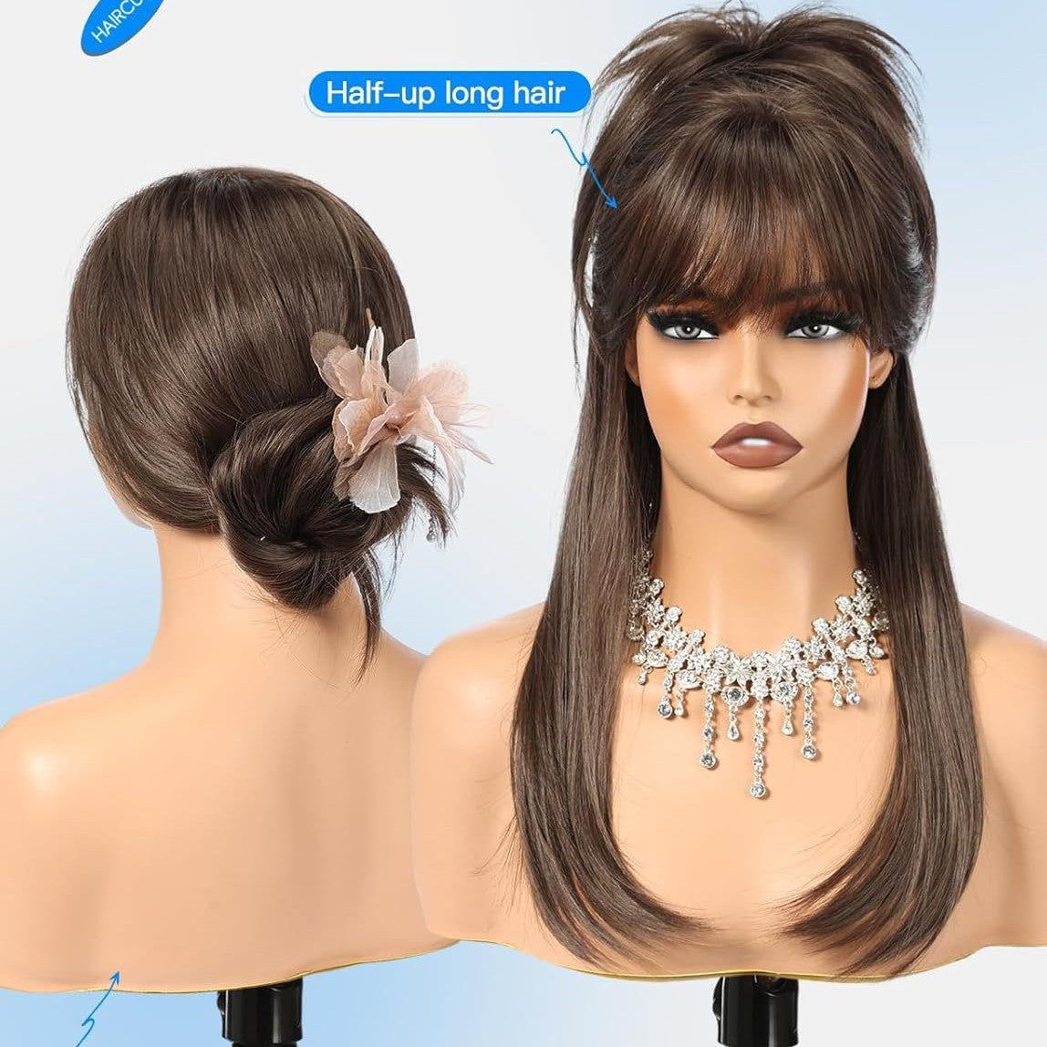 Femme Brown Wig Cap Full-Cover Stylish Everyday Elegant Wig