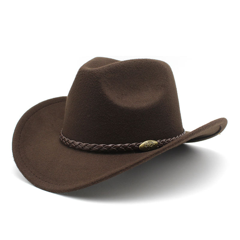 Hommes Riding Outdoor Voyage Courbe-brime Laine Chapeau supérieur