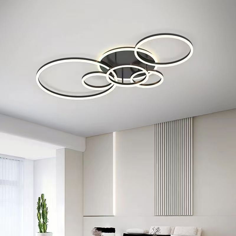 Lumière circulaire de plafond en aluminium doré nordique pour le salon