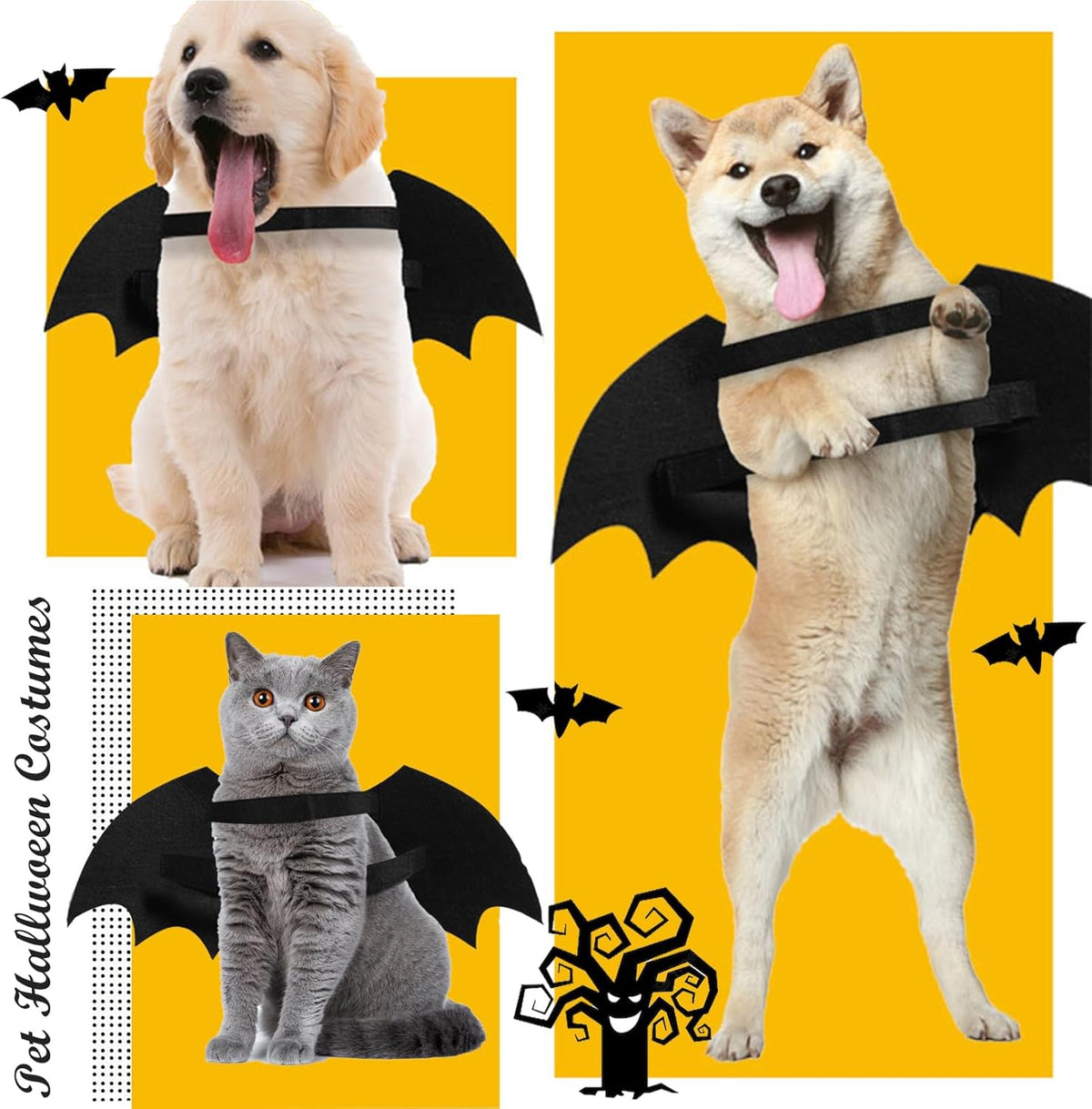 Chien Halloween costumes Chien Bat costume Cool Lumineux Skeleton Bone Bat Ailes Animaux Cosplay
