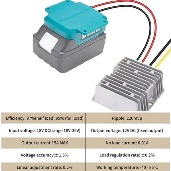 DC 18V à 12V 180W Convertisseur de tension par étape pour Makita 18V Batterie