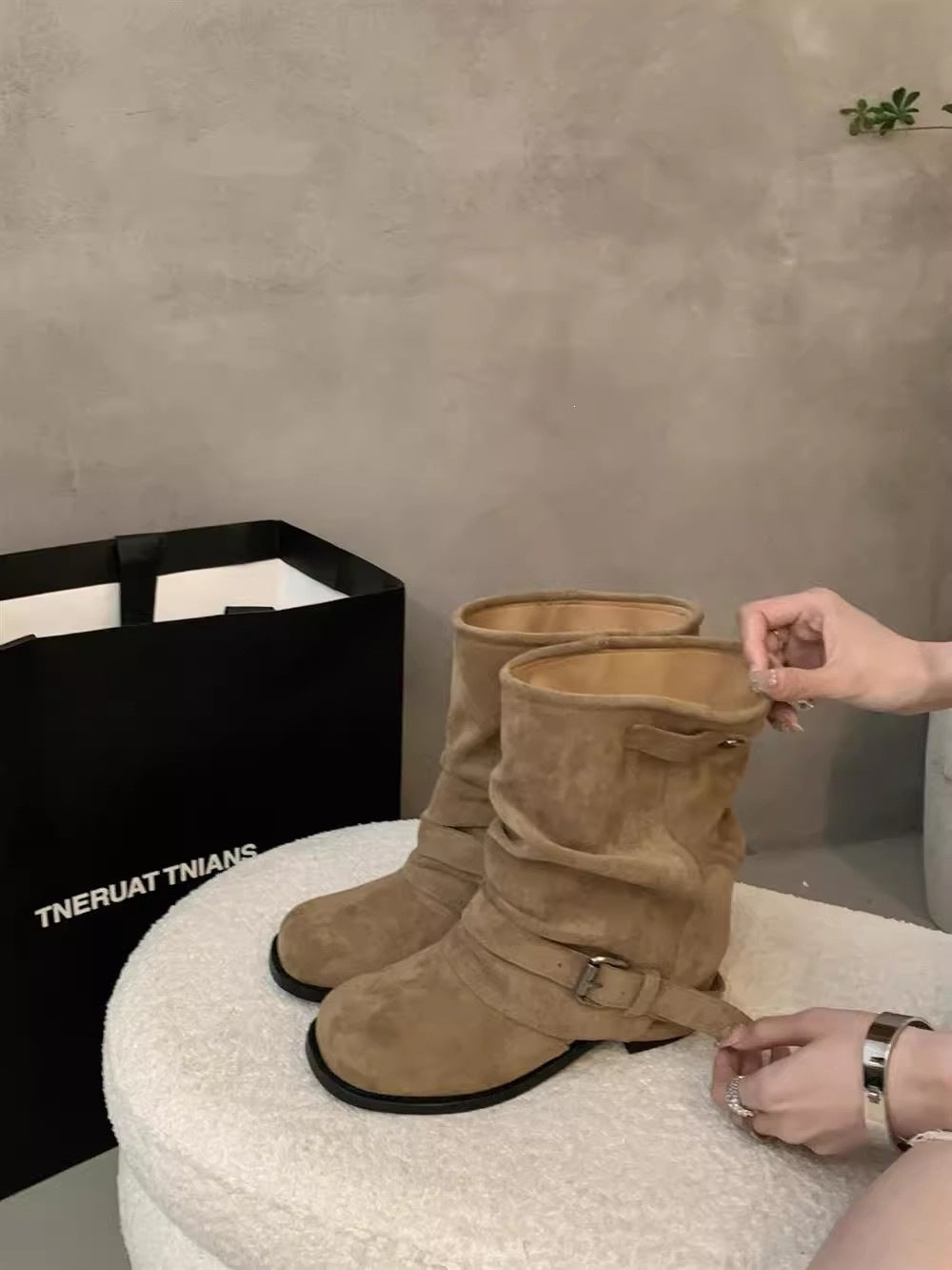 Bottes de cheville plissées pour femmes