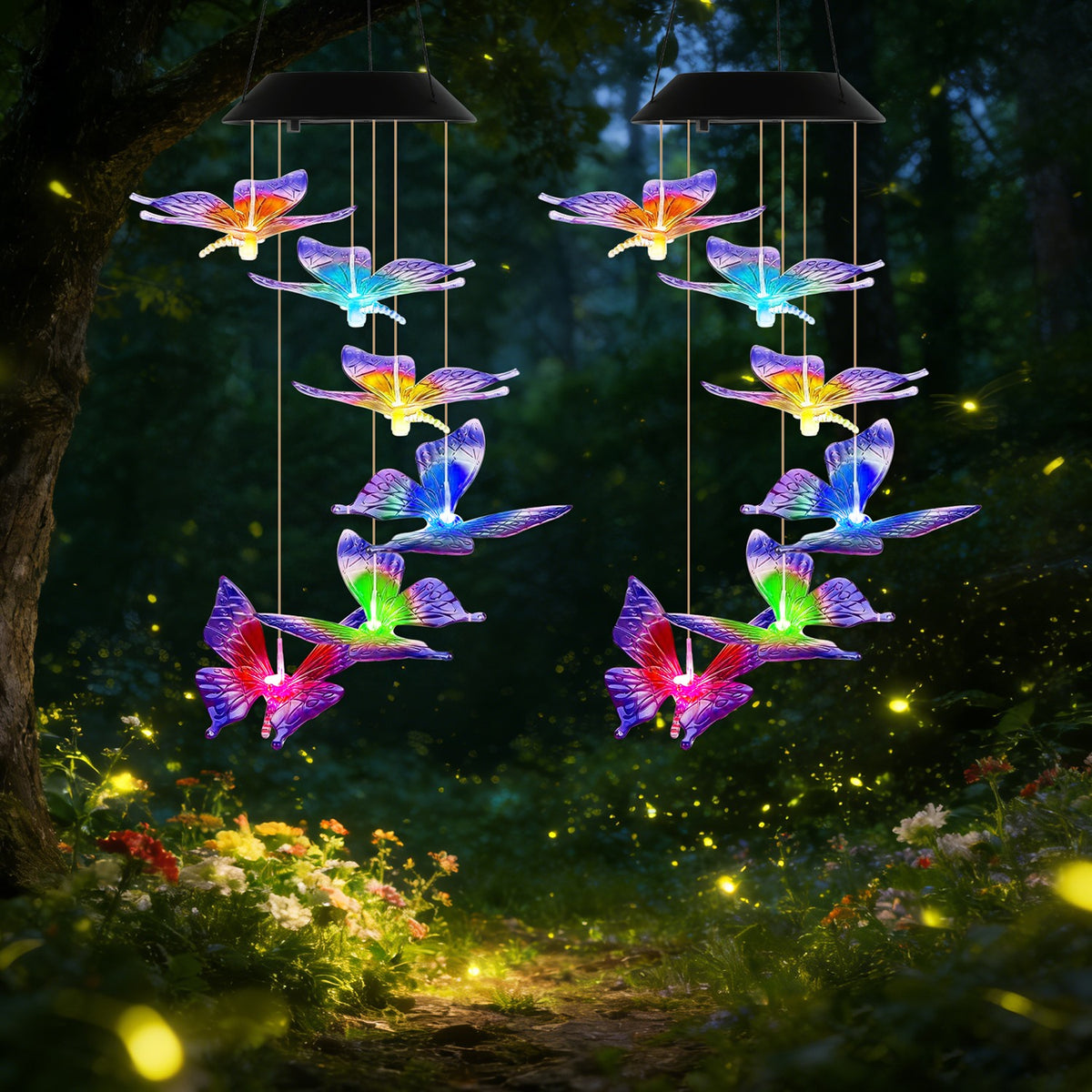 1Pc 2Pcs Quantité Options Vent de papillon solaire Chime 7 Couleur Changement de vent Chime pour Outsi