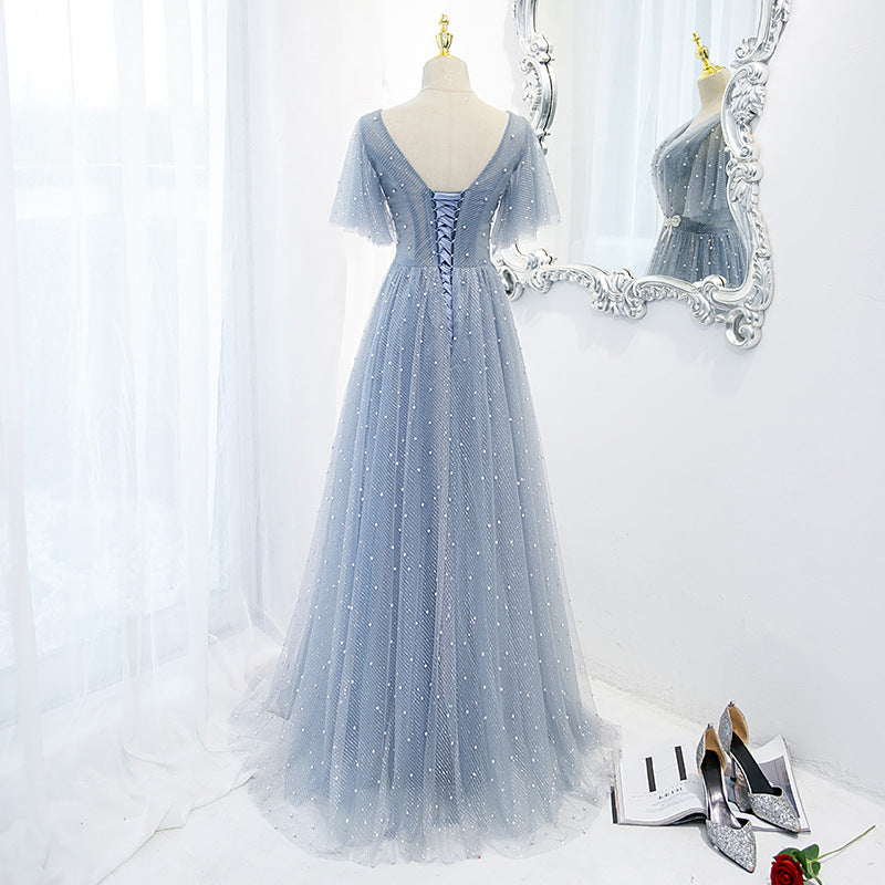 Robe du soir Femme Élégante Tempérament Hôte Col V Super Fée Fine Long Style