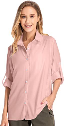 Chemise à manches longues de protection contre le soleil pour femmes Pêche à l'extérieur Pêche rapide Chemise de randonnée
