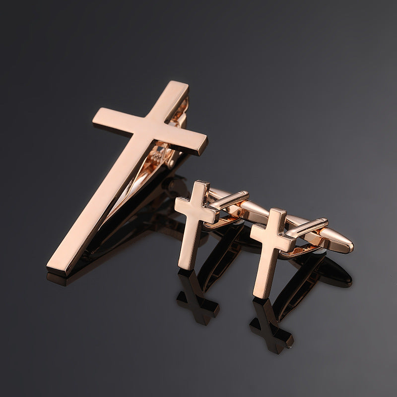 Clip en or argent noir Croix carré brossé