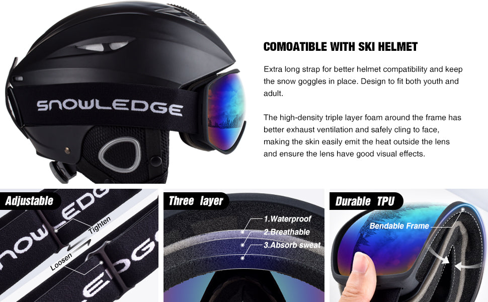 Lunettes de ski anti-fog double couche