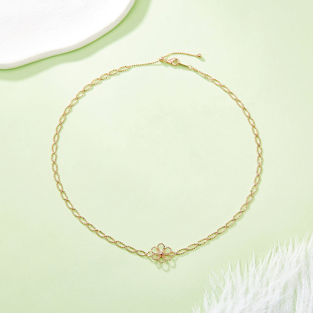 S925 Collier de fleur en argent sterling pour femmes